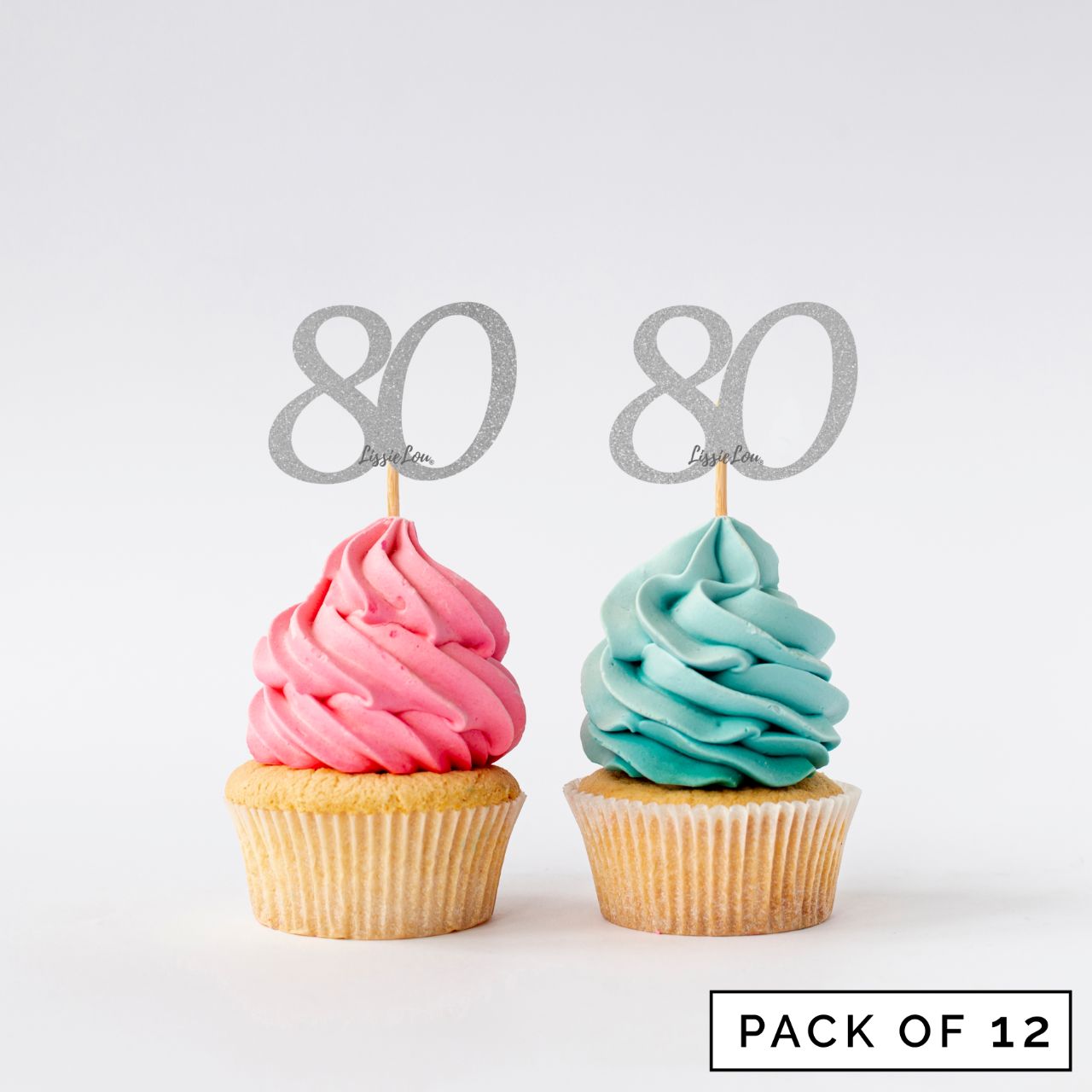 Number 80 Cupcake Toppers Pack of 12