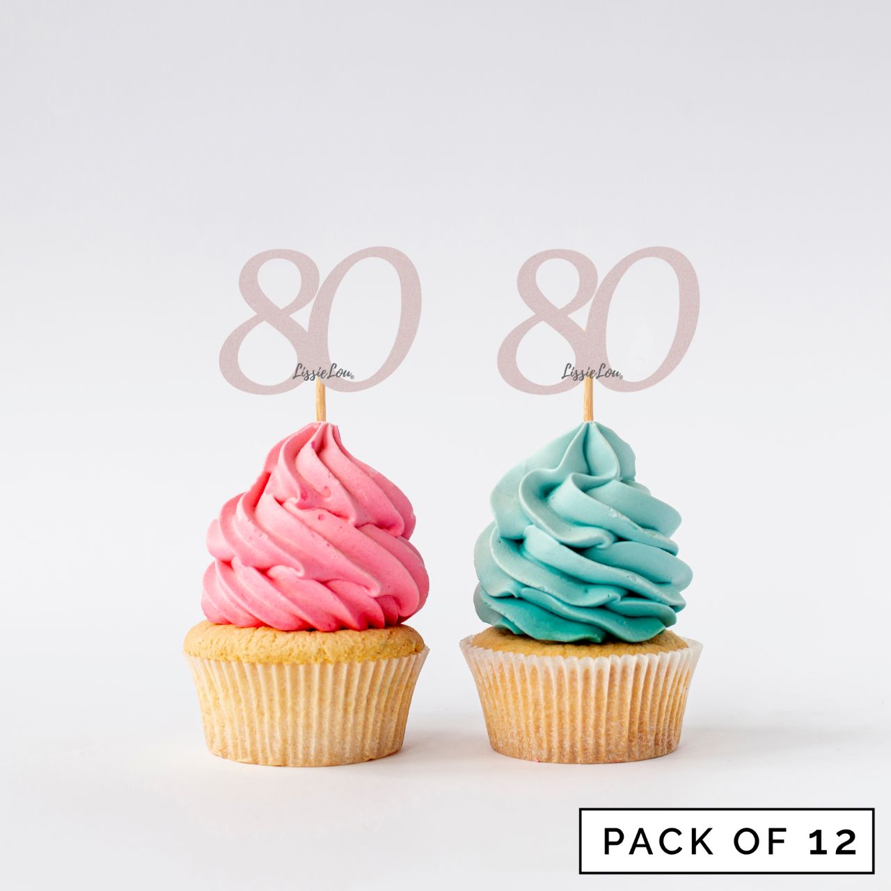 Number 80 Cupcake Toppers Pack of 12