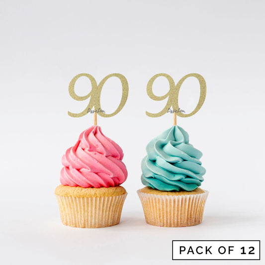 Number 90 Cupcake Toppers Pack of 12