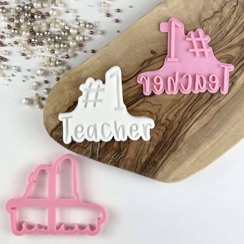 Number #1 Teacher Cookie Cutter and Stamp