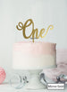 One Swirly Font 1st Birthday Cake Topper Premium 3mm Acrylic Mirror Gold