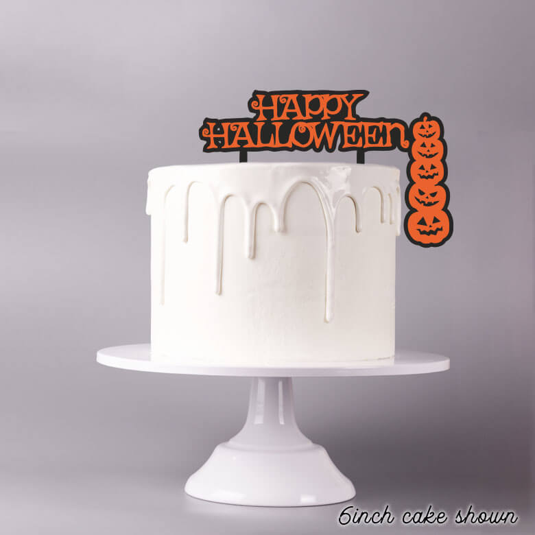 Happy Halloween with Pumpkins Over The Edge Double Layer Cake Topper Premium 3mm Acrylic