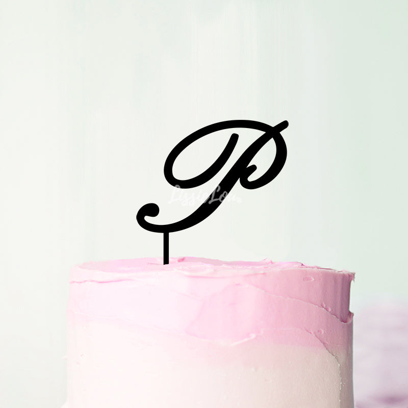 Wedding Initial Letter P Style Acrylic Cake Topper