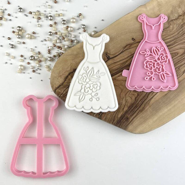 Party Dress with Flowers Hen Party Cookie Cutter and Stamp