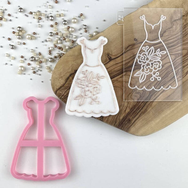 Party Dress with Flowers Hen Party Cookie Cutter and Embosser
