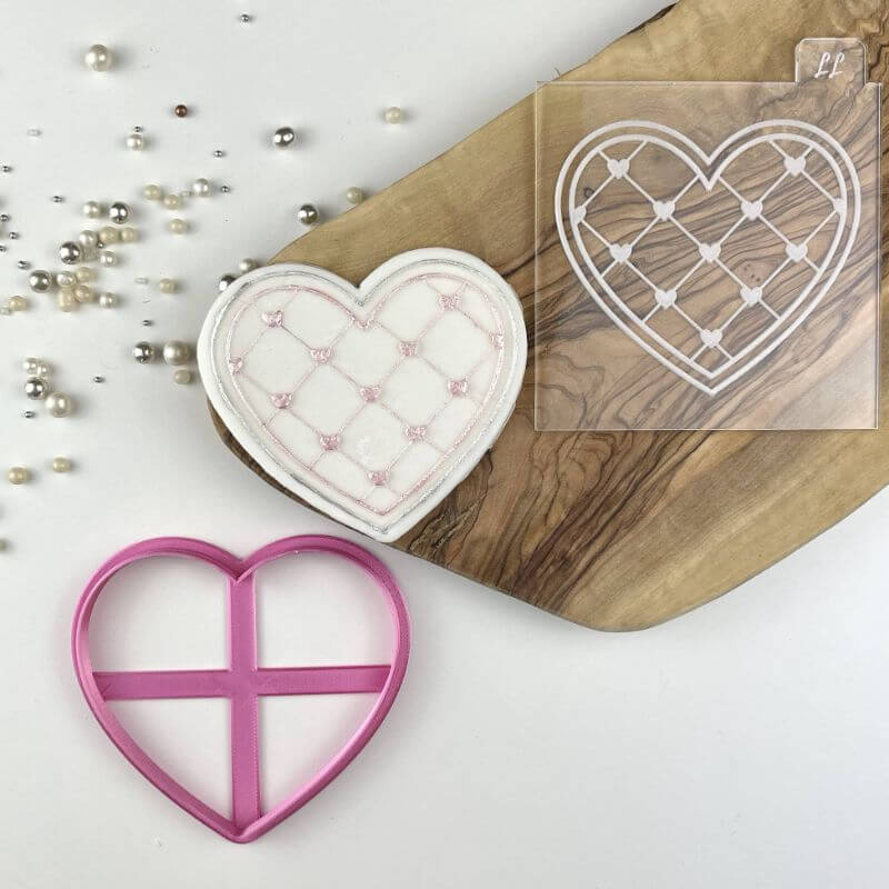 Patchwork Heart Valentine's Cookie Cutter and Embosser
