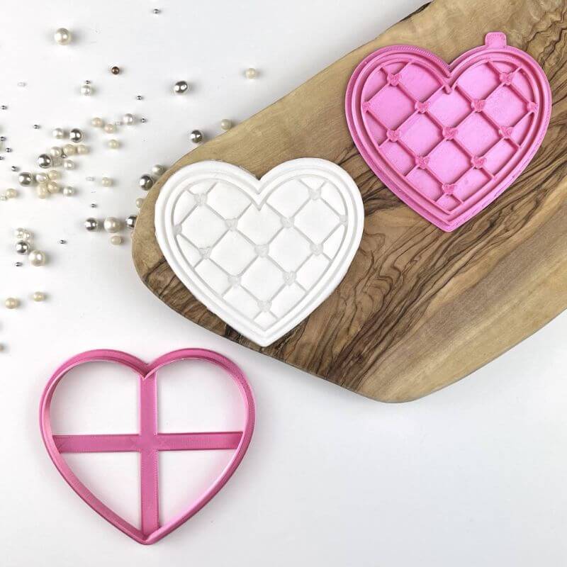 Patchwork Heart Valentine's Cookie Cutter and Stamp