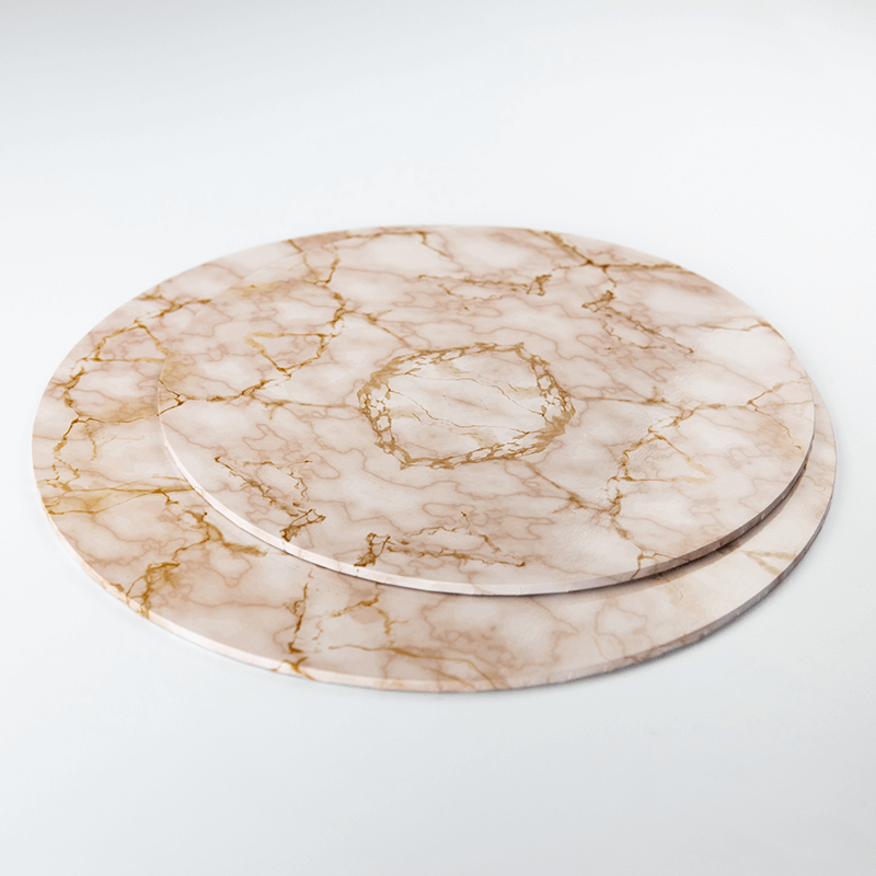 Pink & Gold Marble MDF Cake Board Drum 4mm Thick