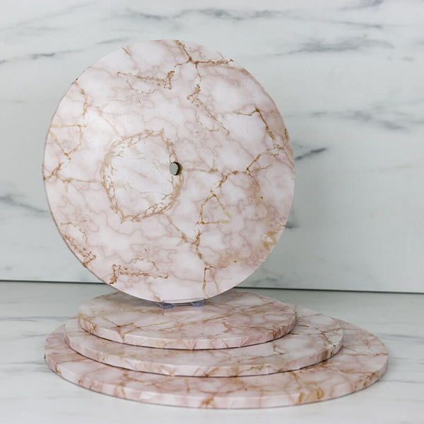 Pink & Gold Marble MDF Cake Board Drum with Hole 9mm Thick