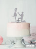 Silhouette Couple Proposal Engagement Cake Topper Premium 3mm Acrylic Metallic Silver
