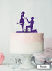Silhouette Couple Proposal Engagement Cake Topper Premium 3mm Acrylic Purple