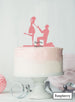 Silhouette Couple Proposal Engagement Cake Topper Premium 3mm Acrylic Raspberry