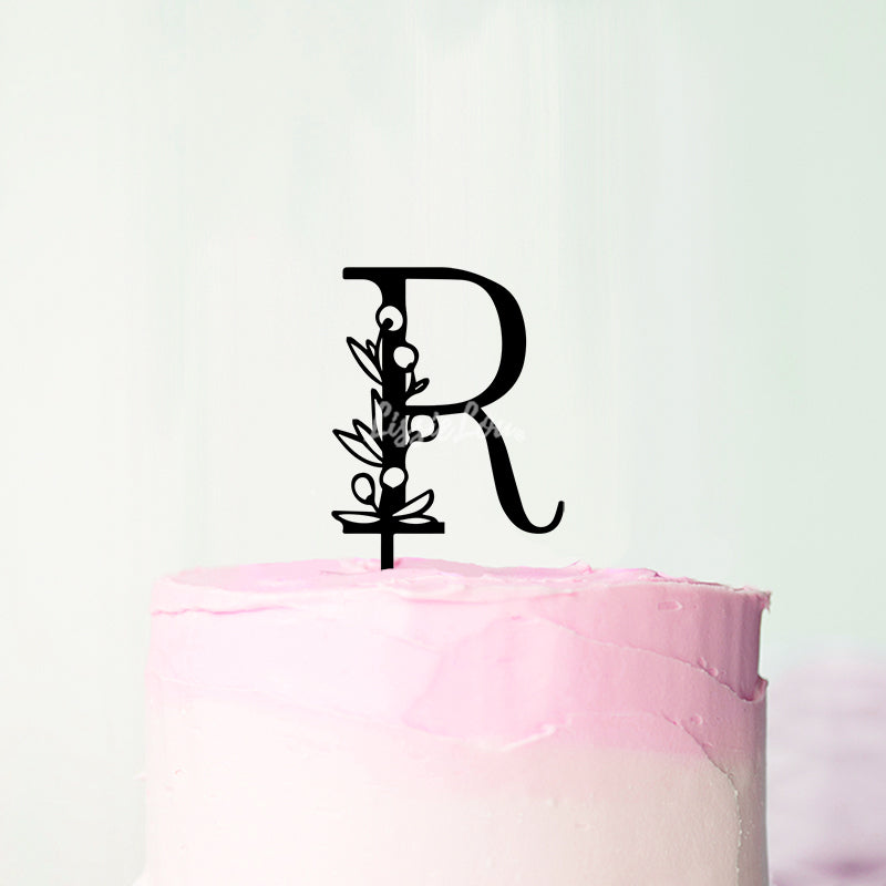 Wedding Floral Initial Letter R Style Cake Topper – LissieLou
