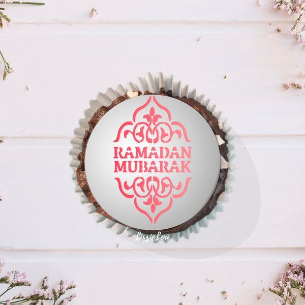 Ramadan Mubarak Decorative Cupcake Stencil - Cupcake Size Design
