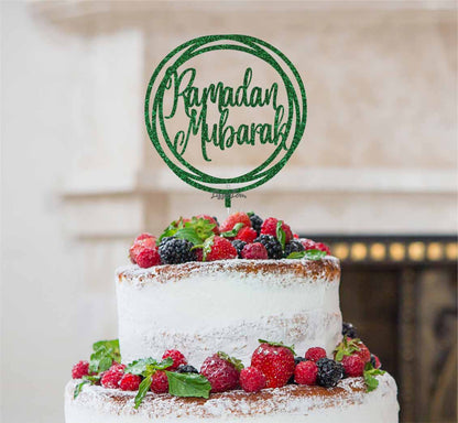 Ramadan Mubarak Circle Cake Topper Green