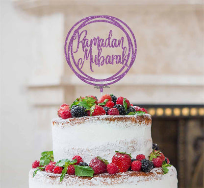 Ramadan Mubarak Circle Cake Topper Light Purple
