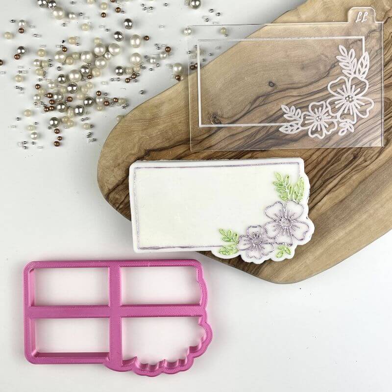 Rectangle with Flowers Cookie Cutter and Embosser
