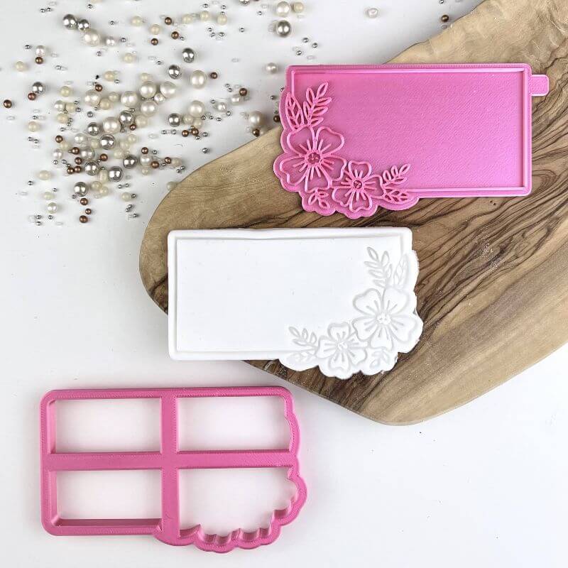 Rectangle with Flowers Cookie Cutter and Stamp