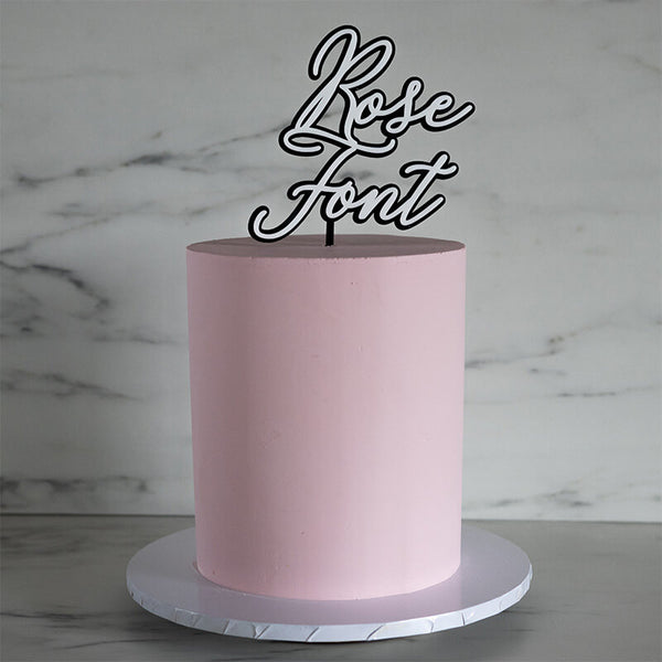 Rose Font Double Layer Custom Cake Topper or Cake Motif Premium 3mm Acrylic or Birch Wood