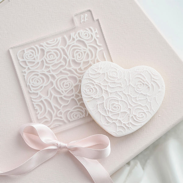 Rose Texture Tile Wedding Cookie Embosser by Catherine Marie Cake