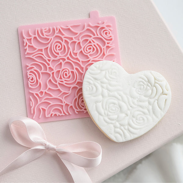 Rose Texture Tile Wedding Cookie Stamp by Catherine Marie Cake