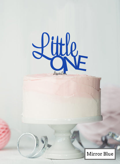 Little One Baby Shower Cake Topper Premium 3mm Acrylic Mirror Blue