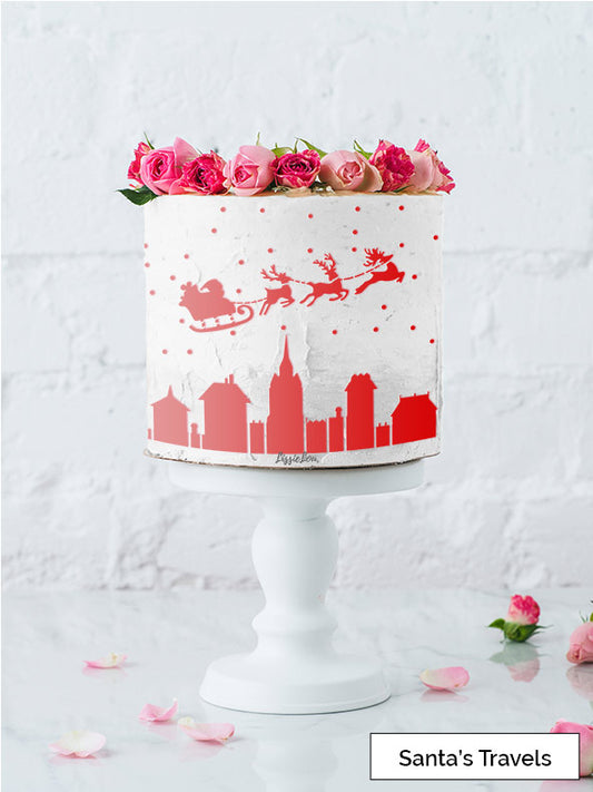 Santas Travels Cake Stencil - Full Size Design