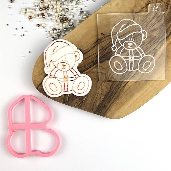 Santa Sitting Teddy Bear Christmas Cookie Cutter and Embosser