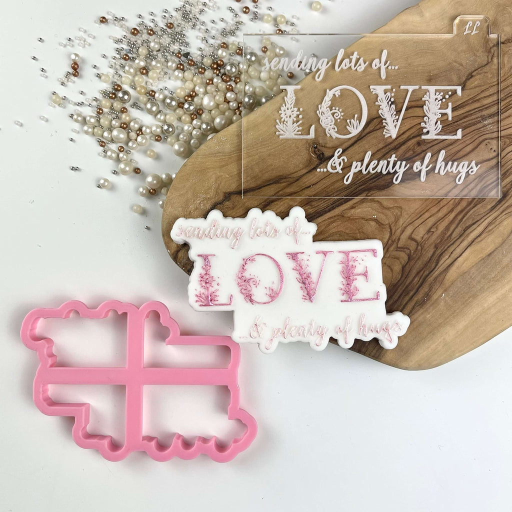 Sending Lots of Love in Floral Font Valentine's Cookie Cutter and Embosser