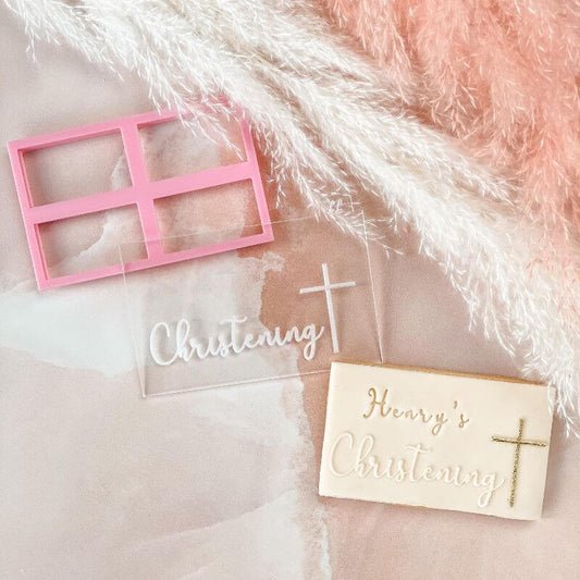 Christening with Cross AlphaBakes Cookie Cutter and Embosser