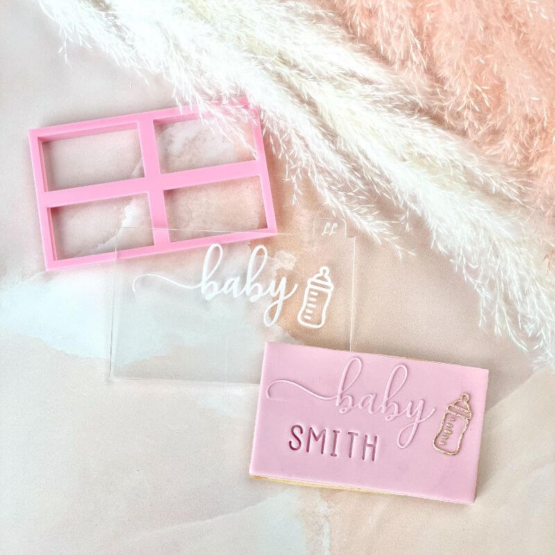 Baby in Verity Font AlphaBakes Cookie Cutter and Embosser