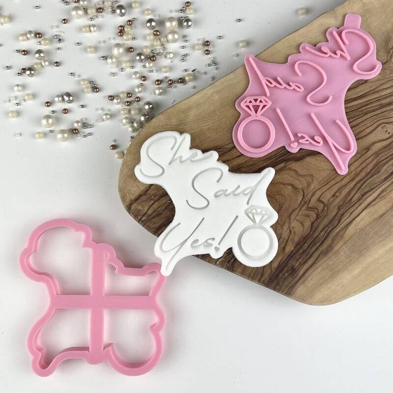She Said Yes! In Delicate Font Hen Party Cookie Cutter and Stamp