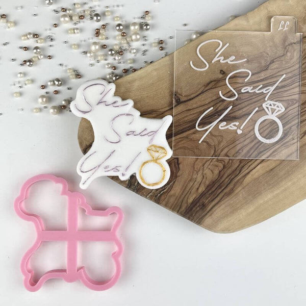 She Said Yes! In Delicate Font Hen Party Cookie Cutter and Embosser