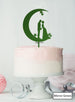 Moon and Star Silhouette Couple Wedding Cake Topper Premium 3mm Acrylic Mirror Green