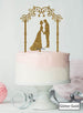 Silhouette Couple Under Pretty Arch Wedding Cake Topper Premium 3mm Acrylic Glitter Gold
