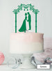Silhouette Couple Under Pretty Arch Wedding Cake Topper Premium 3mm Acrylic Green