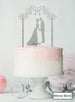 Silhouette Couple Under Pretty Arch Wedding Cake Topper Premium 3mm Acrylic Mirror Silver