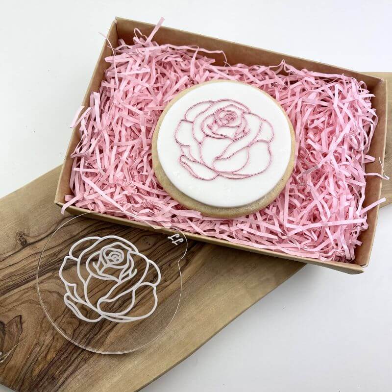 Simple Floral Rose Cookie Embosser