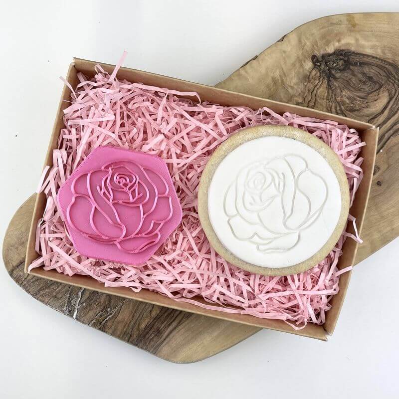 Simple Floral Rose Cookie Stamp