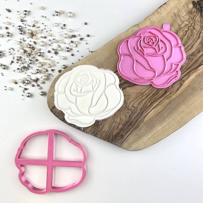 Simple Floral Rose Cookie Cutter and Stamp