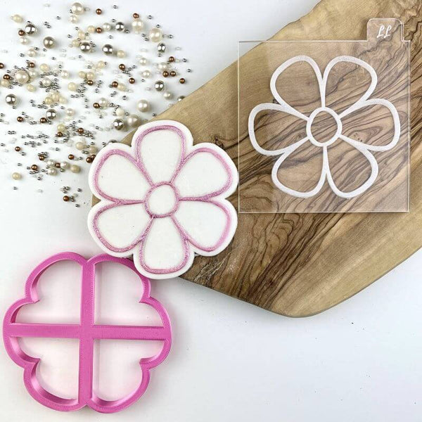 Simple Flower Outline Floral Cookie Cutter and Embosser