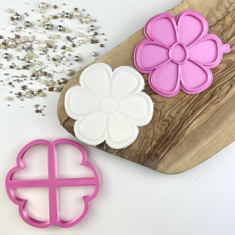 Simple Flower Outline Floral Cookie Cutter and Stamp