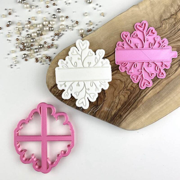Simple Flower Banner Floral Cookie Cutter and Stamp