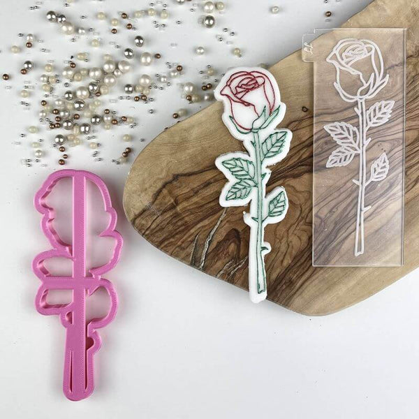 Single Rose Floral Cookie Cutter and Embosser