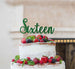 Sixteen Cake Topper Glitter Card Glitter Green