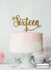 Sixteen Swirly Font 16th Birthday Cake Topper Premium 3mm Acrylic Glitter Gold