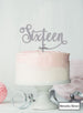 Sixteen Swirly Font 16th Birthday Cake Topper Premium 3mm Acrylic Metallic Silver