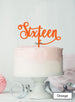 Sixteen Swirly Font 16th Birthday Cake Topper Premium 3mm Acrylic Orange