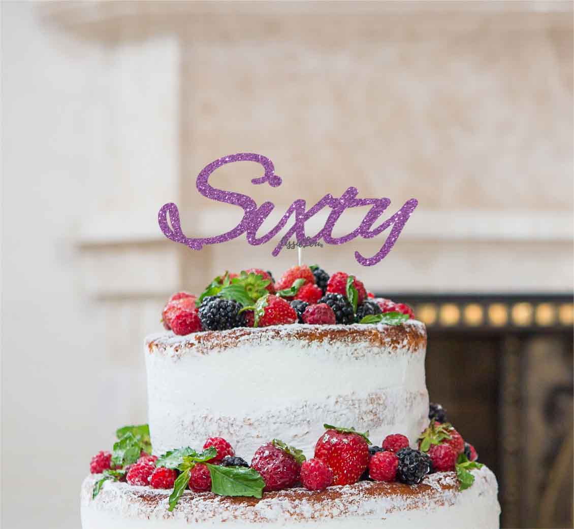 Sixty Birthday Cake Topper 60th Glitter Card