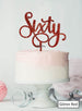Sixty Swirly Font 60th Birthday Cake Topper Premium 3mm Acrylic Glitter Red